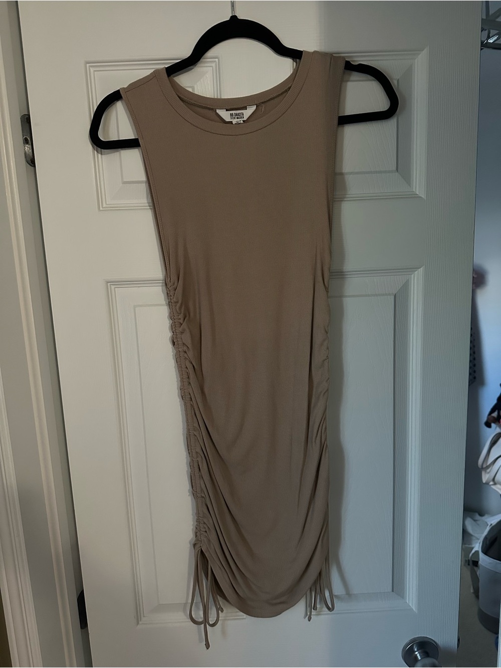 Steve Madden Taupe Side-Ruched Tank Dress